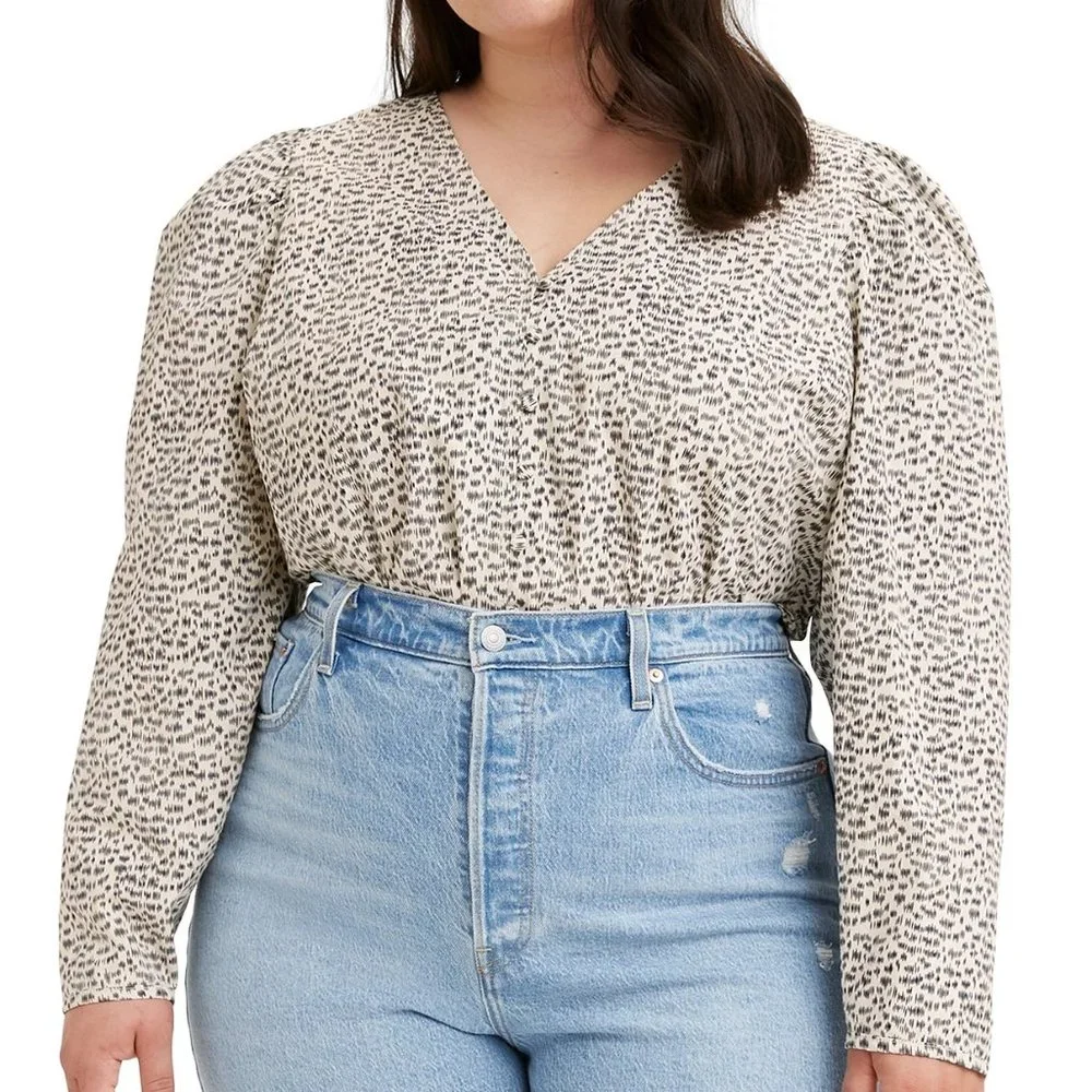 NWT Levi's Teegan Notch Print Cotton Blouse Sz L & XL - Picture 4 of 9